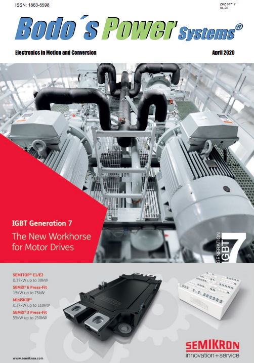 Semikron IGBT Generation 7, Bodo's Power Systems front cover image April 2020