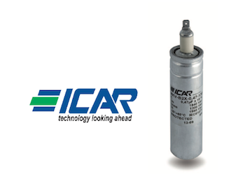 Large image of a silver Icar Capacitor standing upright. Discover ICAR Capacitor Alternatives.