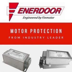 Benefits of Enerdoor's Motor Protection Series. Red and white motor protection banner by Enerdoor