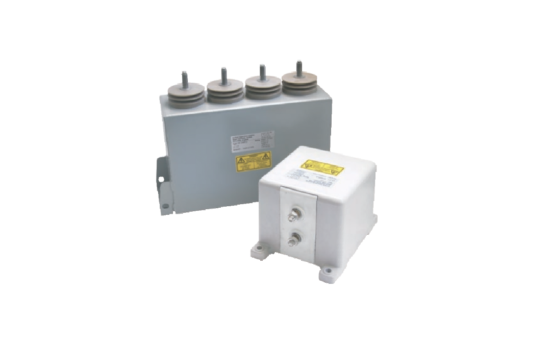 White and grey DC Capacitors.