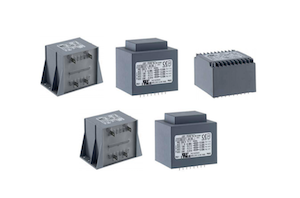 Five grey PCB transformer devices