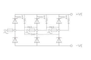 Three Phase Half Controlled Bridges (B6HK - common cathode thyristors)